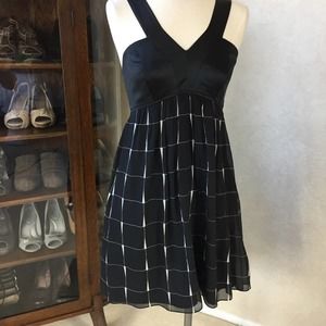 Express Black Patterned Polyester/ Chiffon Dress